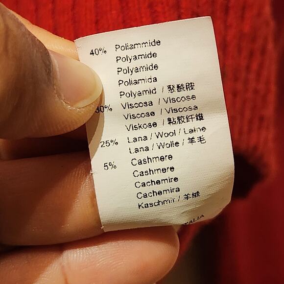 Women's XS Red Skiing Bear Cashmere & Wool Blend Sweater Holiday Xmas By Subdued - Picture 7 of 10